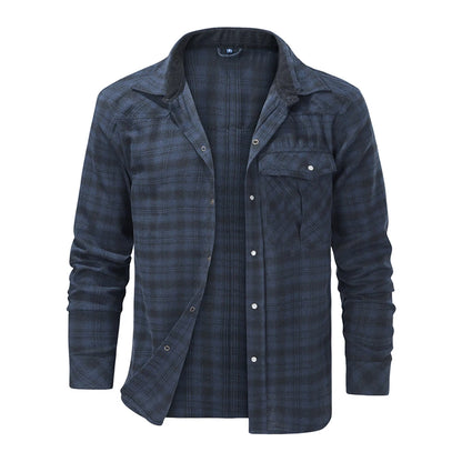 Men's Shirts Spring Flannel Long Sleeve Plaid Checkered Brushed Casual Western Cowboy Pearl Snap Shirt Popular Clothes US Size