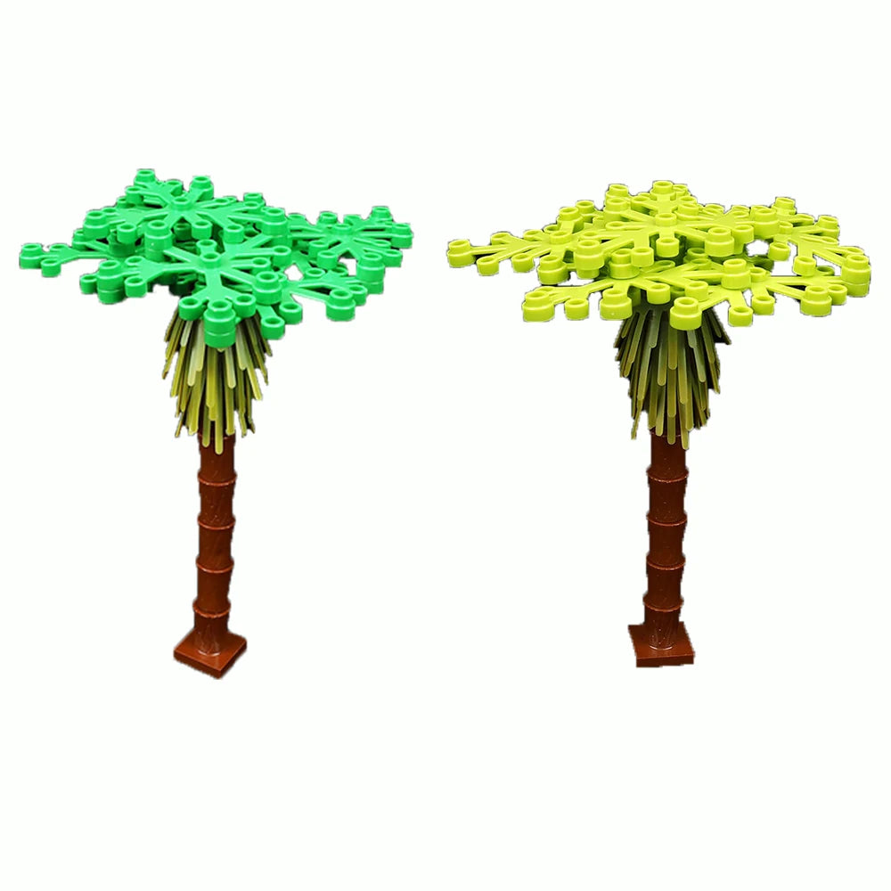 MOC Plant & Tree Parts: Green Grass, Pine Trees, Leaf Flowers & City Building Bricks Accessories - Assemble Blocks Kit