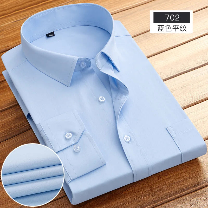 Men's Striped Long Sleeve Shirts 2026 Autumn Anti-wrinkle Business Shirt Fashion Casual Comfortable Breathe Slim Fit Shirts