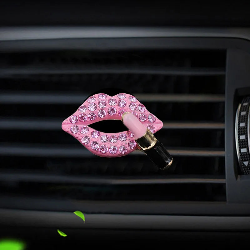 Car Perfume Clip Creative Diamond  Female Lipstick Heart Fragrance Car Air Outlet Freshener Vent Clip Air Freshener