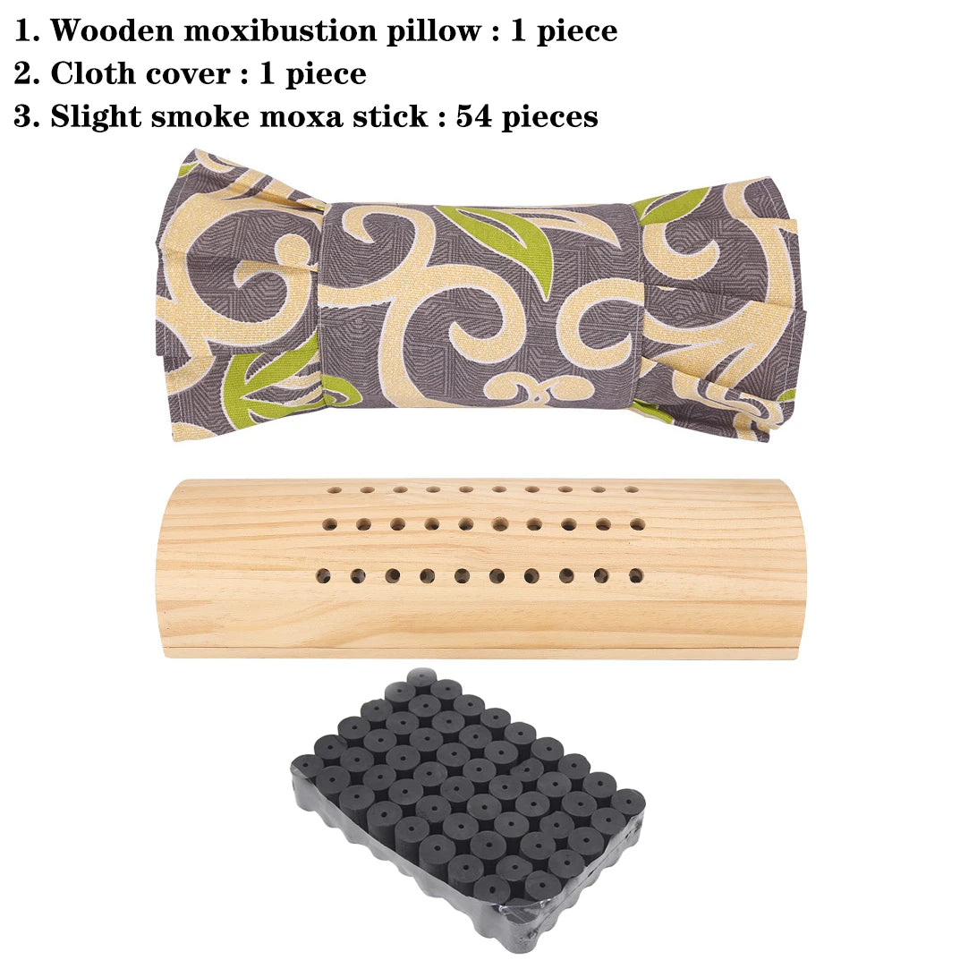 Wooden Moxibustion Pillow Cervical Pillows Neck Waist Warm Massage Moxa Stick Burner Body Relax Joint Pain Relief Health Care