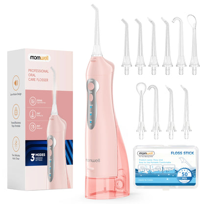 Mornwell Water Flosser Teeth Picks 4 Jets 3 Modes Portable Cordless D52 Water Floss For Teeth Cleaner IPX7 Waterproof Oral Picks