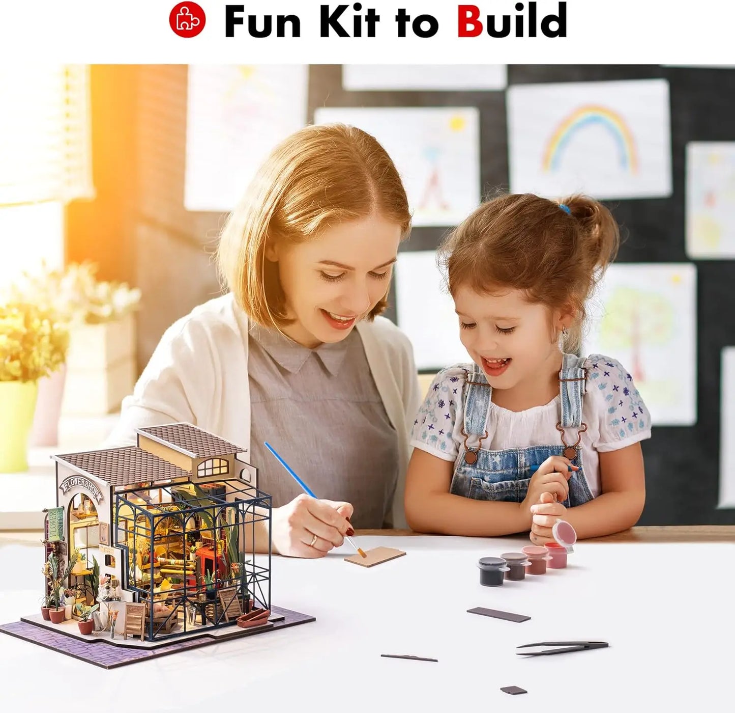 Robotime Mini House DIY Dollhouse Kit with Furnitures Accessories 1:24 Scale Craft Kit  Emily's Flower Shop