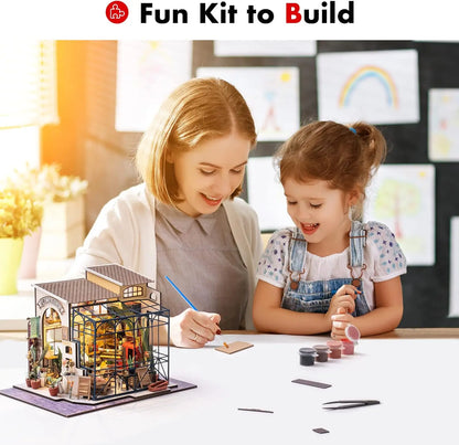 Robotime Mini House DIY Dollhouse Kit with Furnitures Accessories 1:24 Scale Craft Kit  Emily's Flower Shop