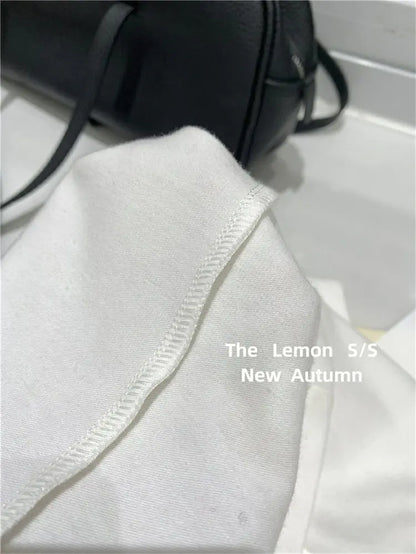 Lemon Women's Loose Short Sleeve T-Shirt Korean Style round Neck Base Shirt Inner Wear Simple Fashion Spring Autumn Top