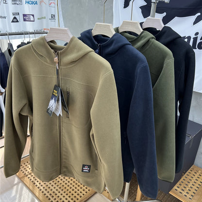 Thickened Fleece Lined Hooded Jacket for Men And Women Warm Outerwear Coat Autumn Winter Standard Fit Casual Style Zipper Clo...
