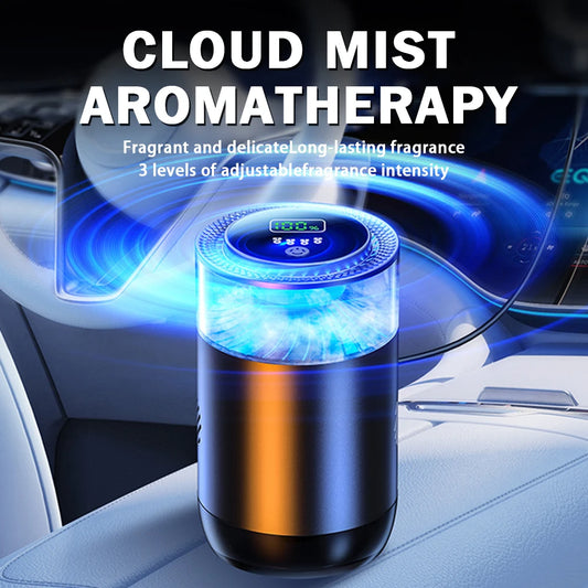 Smart Car Air Aromatherapy Diffuser Rechargeable Car Air Freshener Cloud Mist With Sound Pickup Lamp RGB Light Auto Interior