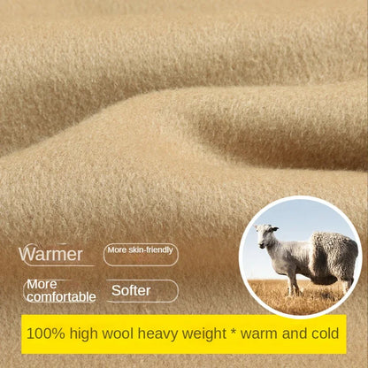 AYUNSUE High-end Double-sided Woolen Coat Men Winter Long Over-the-knee 100% Wool Trench Coat Handsome Woolen Jacket for Men