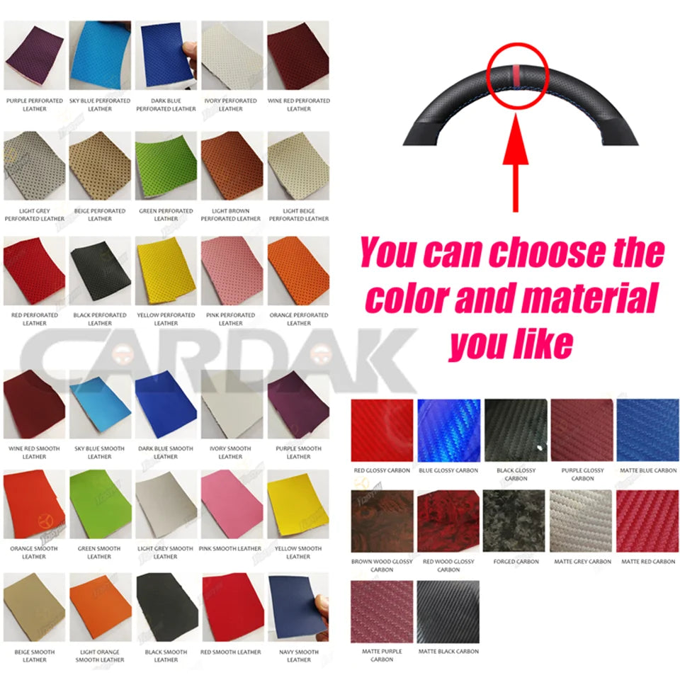 DIY Black Leather Car Steering Wheel Cover For Honda S2000 2000-2008 Civic Si 2002-2004 Acura RSX Type-S 2002-2006