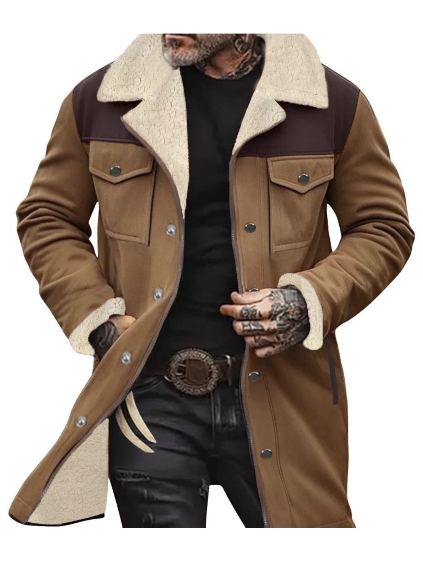 Warm Trech Men's Winter Trench Coat Windproof Fleece Lined EU Fit Street to Office Mans Wear