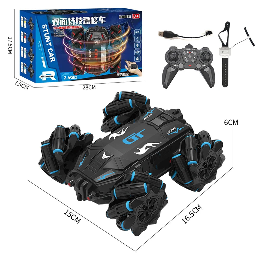 Children's Remote Control Car 2.4G Double-Sided Car Stunt Drift Car Remote Control Car Music Lighting Climbing Car Boys' Toy Car