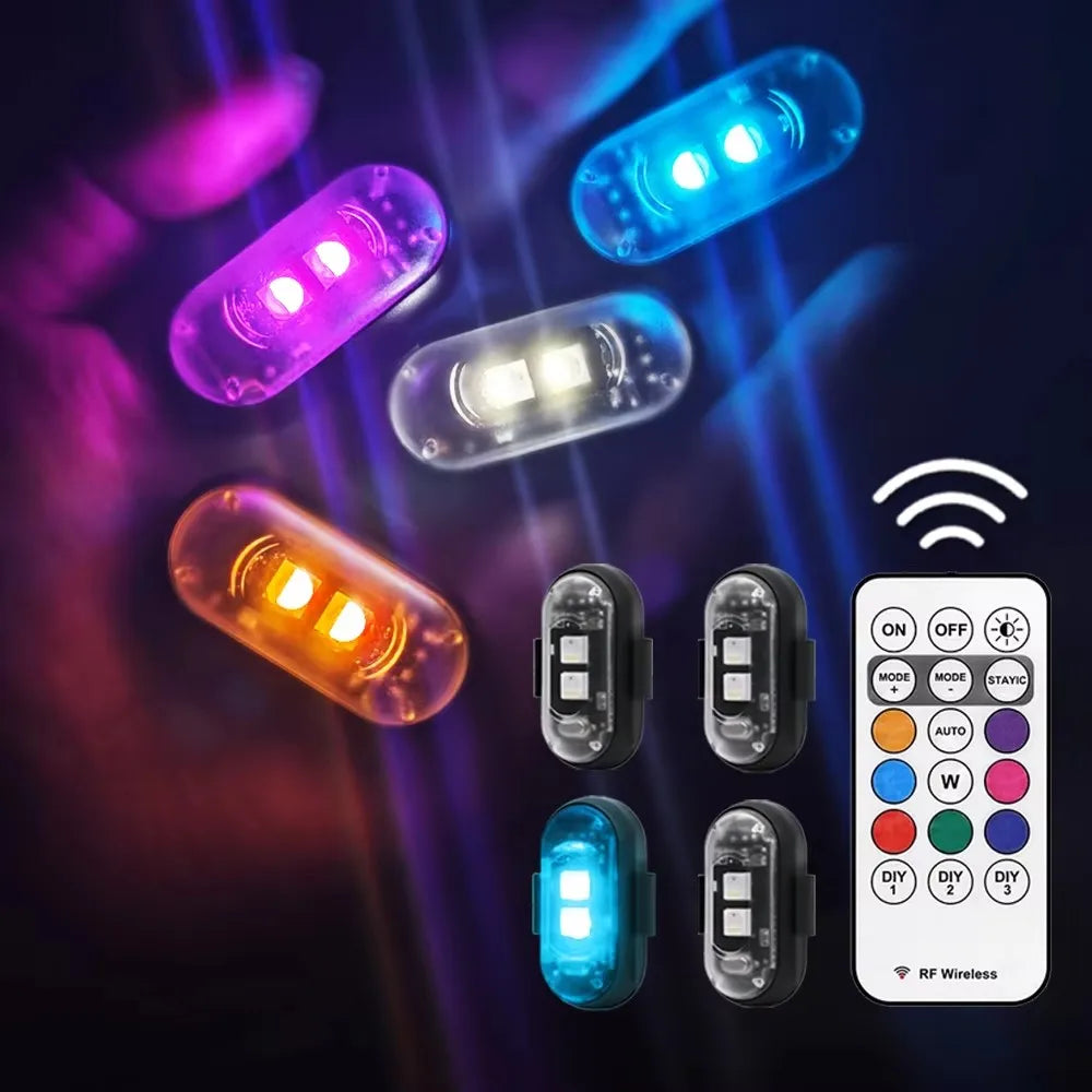 LED Portable Party Lights Remote Control Wireless Lighting Rechargeable Car Footwell Light Under Glow Kit Accessories Gift