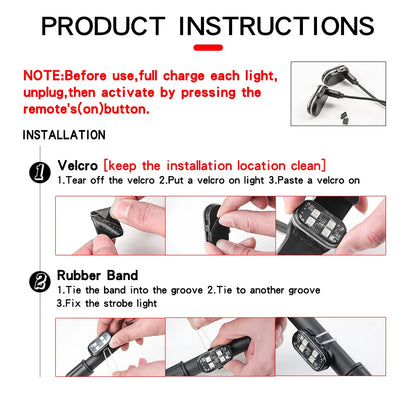 4/8Pcs Wireless Rechargeable LED Strobe Decor Lights, 8-Colors USB Waterproof Anti-Collision LED Car Flashing Warning Light