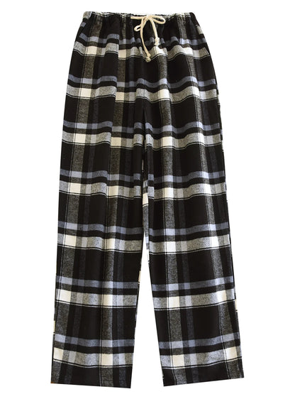 Cotton Flannel Plaid Sleepwear Loose Fit Home Pants Casual Wear for Men And Women Autumn Spring Seasonal Comfortable Long Pants