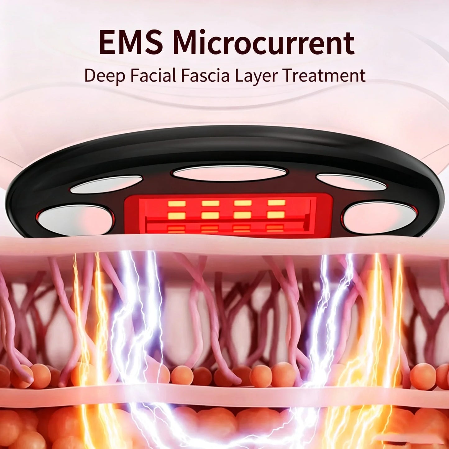 Facial Skin Tightening Device EMS Microcurrent Red Light Heating Vibration Anti-Wrinkle Face Beauty Machine Rechargeable