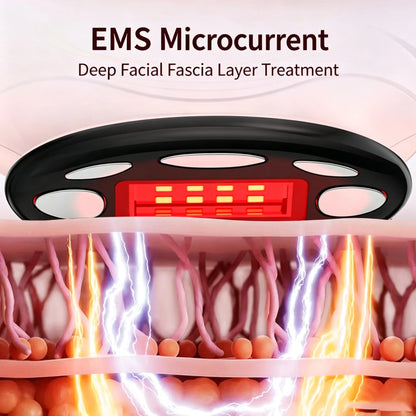 Facial Skin Tightening Device EMS Microcurrent Red Light Heating Vibration Anti-Wrinkle Face Beauty Machine Rechargeable