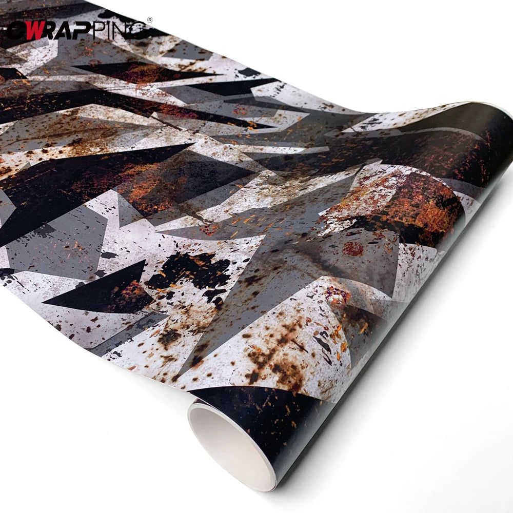 Camouflage Film Wrap Foil Car Sticker Motorcycle Stickers Vintage Rust Effect Vinyl Wrap Black Supplies Car Body Films Adhesive