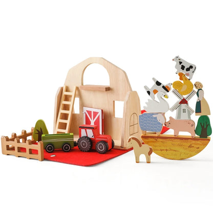 Wooden Felt Dinosaur Track Scene Toy Wooden Blocks Display Toys Baby Block Stacking Game Baby Mind Diverging Toy Room Decoration