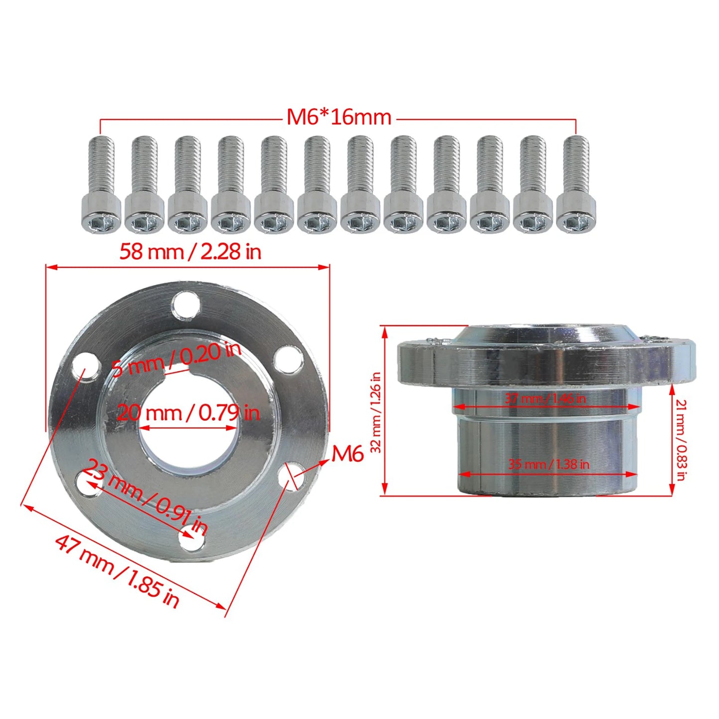1Set of 2 20mm 6 Stud #35 Sprocket Hub Flange Adapter For Go Kart Mini Bike Trike 45 # steel  material