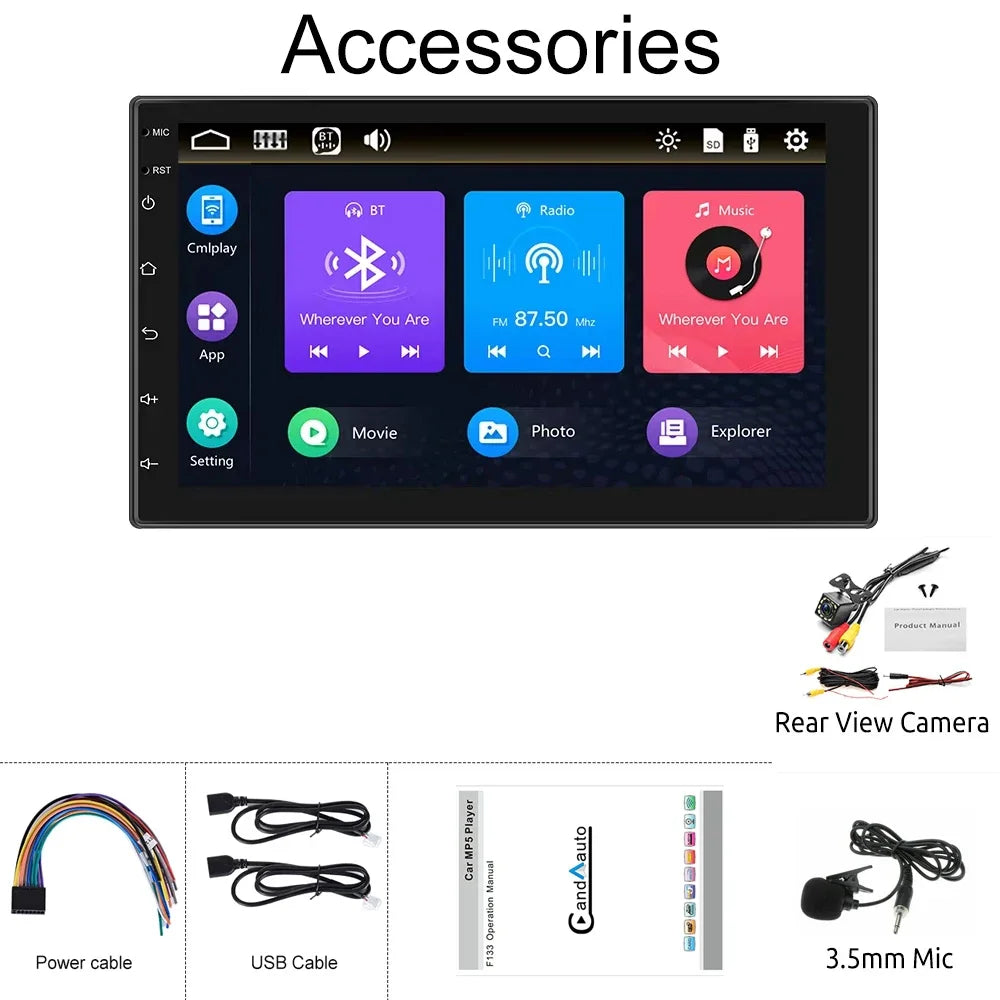 Double 2 Din Car Stereo 7 inch Automotive Multimedia Player Radio Android Auto Carplay Screen Navigation 2Din Wince System