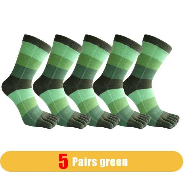 1/5 Pairs Man Short Socks Toe Striped Business Cotton Party Dress Soft Elastic Young Colorful Happy Funny Five Finger Socks Warm