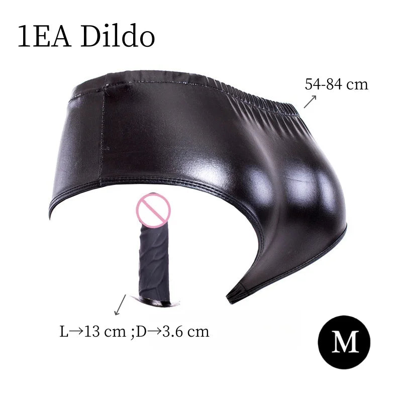 Erotic Bondage Harness Panties with No Vibration Silicone Dildo Vaginal Anal Plug for Women Intimate Strap-on Chastity Pants