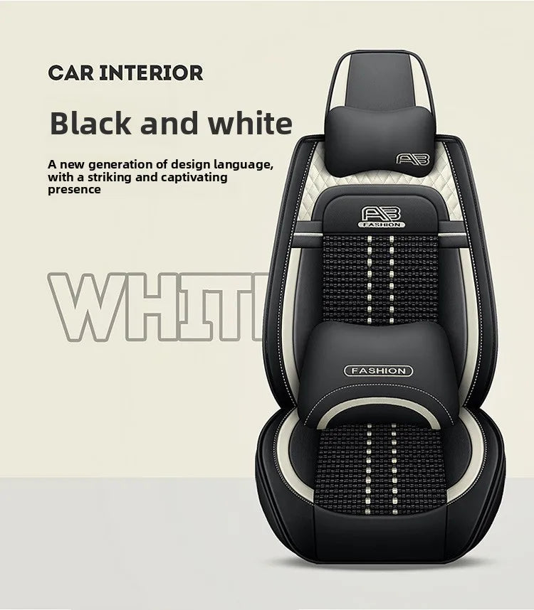Universal Auto Split Seat Car Full Seat Cover Breathable Ice Silk Nappa Leather Car SUV Cushion Full Seats Cover Protection