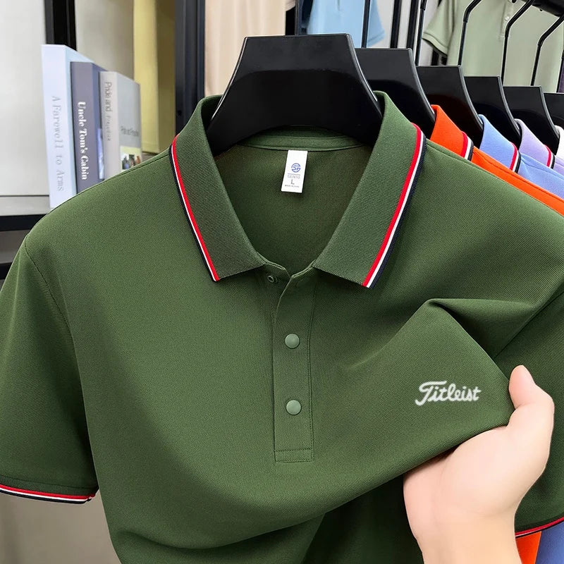 Luxury Men's Polo Shirt Summer Quick-dry Cooling Breathable Short Sleeve Versatile Business Golf Fashion Premium Embroider Tee