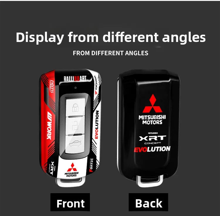 Car ABS Racing Style Key Shell Key Bag Cover Key Rings For Mitsubishi Outlander Eclipse Cross Pajero Lancer Evolution RALLIART