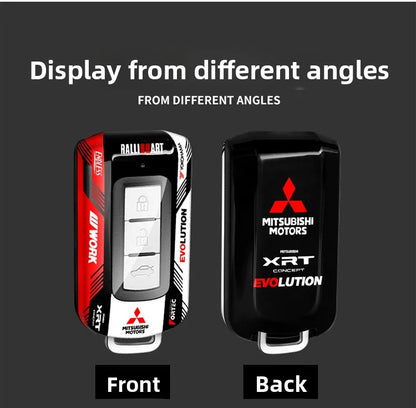 Car ABS Racing Style Key Shell Key Bag Cover Key Rings For Mitsubishi Outlander Eclipse Cross Pajero Lancer Evolution RALLIART