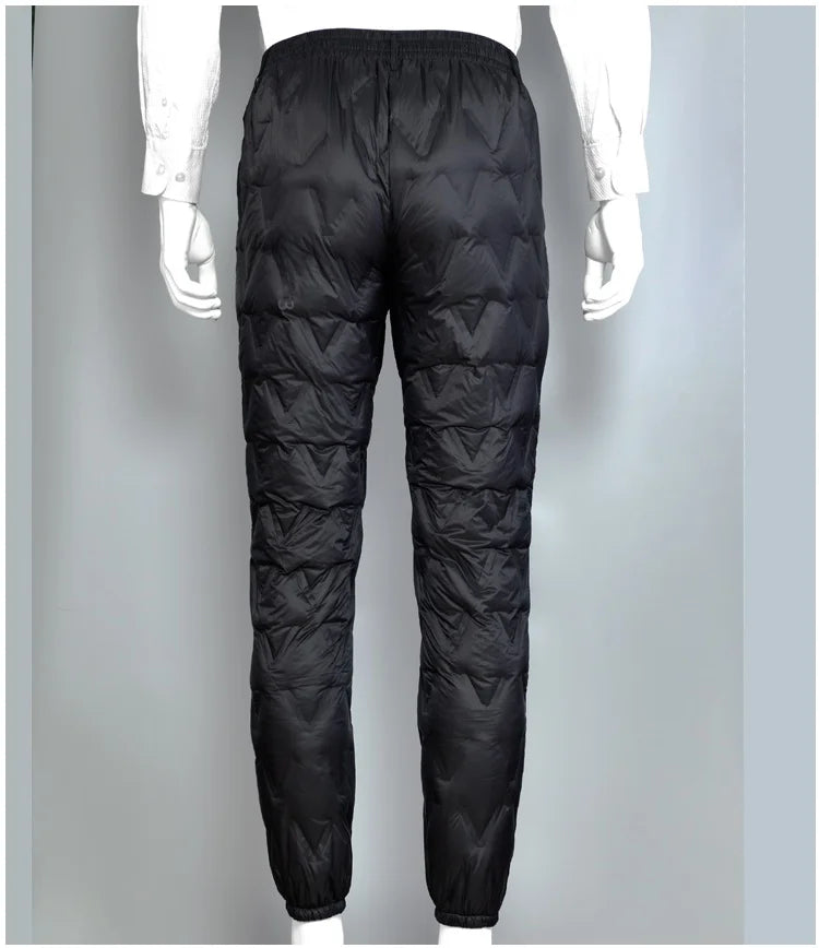 Men's down Pants Lightweight Loose Warm Duck down Inner Cotton Pants for Winter Business Casual Straight Leg Long Pants