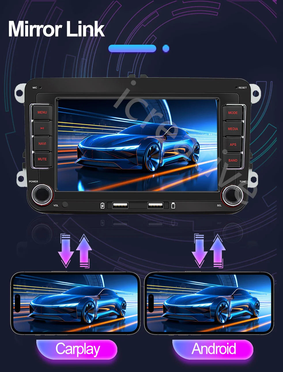 2Din Car Radio Android for Volkswagen Golf 5 6 Polo Passat B6 B7 CC Skoda Jetta Universal Multimedia Carplay Wifi GPS Navigation