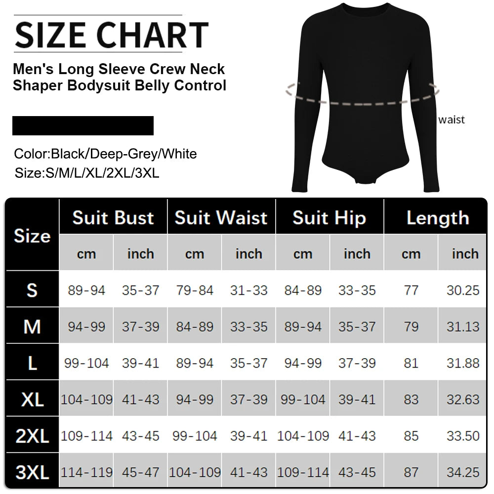 Mens Long Sleeve Bodysuit Full Body Shaper Romper Pajamas Waist Trainer Slimming Shapewear Tummy Control Underwear Undershirts