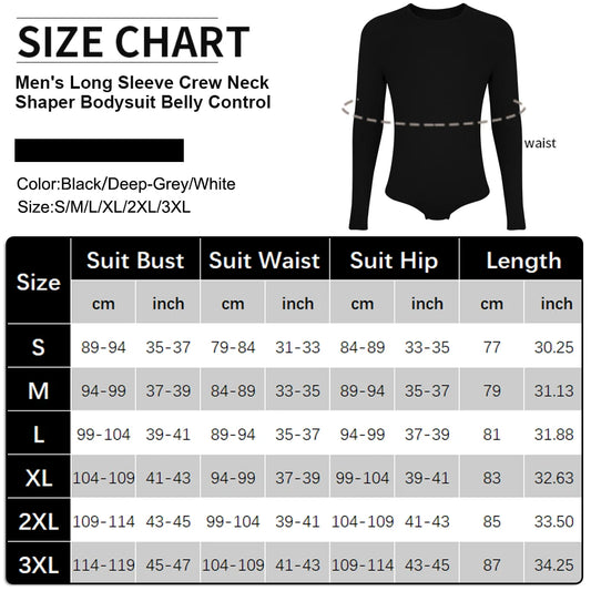 Mens Long Sleeve Bodysuit Full Body Shaper Romper Pajamas Waist Trainer Slimming Shapewear Tummy Control Underwear Undershirts
