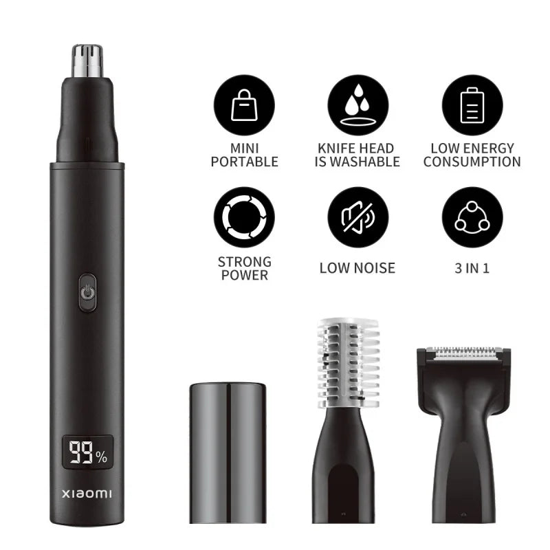 NEW! Xiaomi 3 in 1 Electric Nose Ear Hair Trimmer for Men Painless Rechargeable Sideburns Eyebrows Beard Hair Clipper Shaver