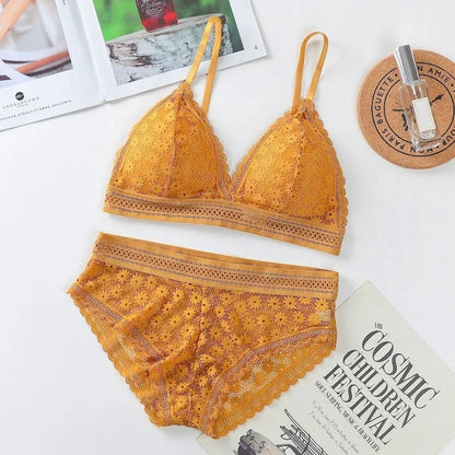 3 Piece Set Bra Sexy Lace Beauty Back Suit Underwear Gather Seamless Women's Underwear Panties Comfortable Lingerie