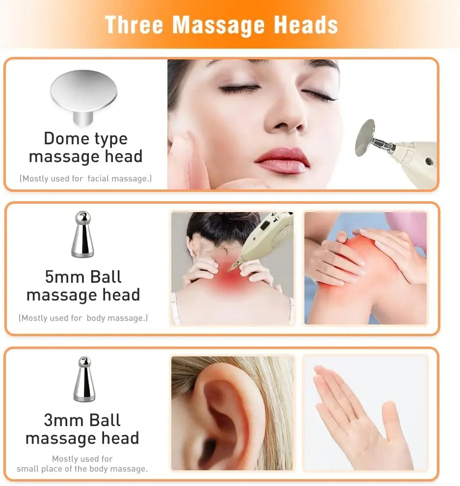 Electronic Acupuncture Pen Meridian Pen Find Acupoints Automatically with 3 Massage Heads Rechargeable