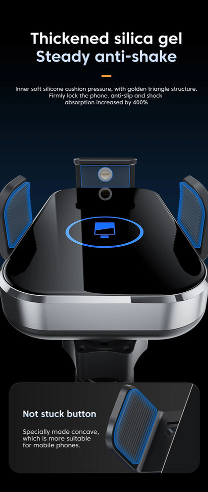 Universal Car Wireless Charging Mobile Phone Holder Air Outlet Mount Transparent Vehicle Navigation Bracket for Smartphones