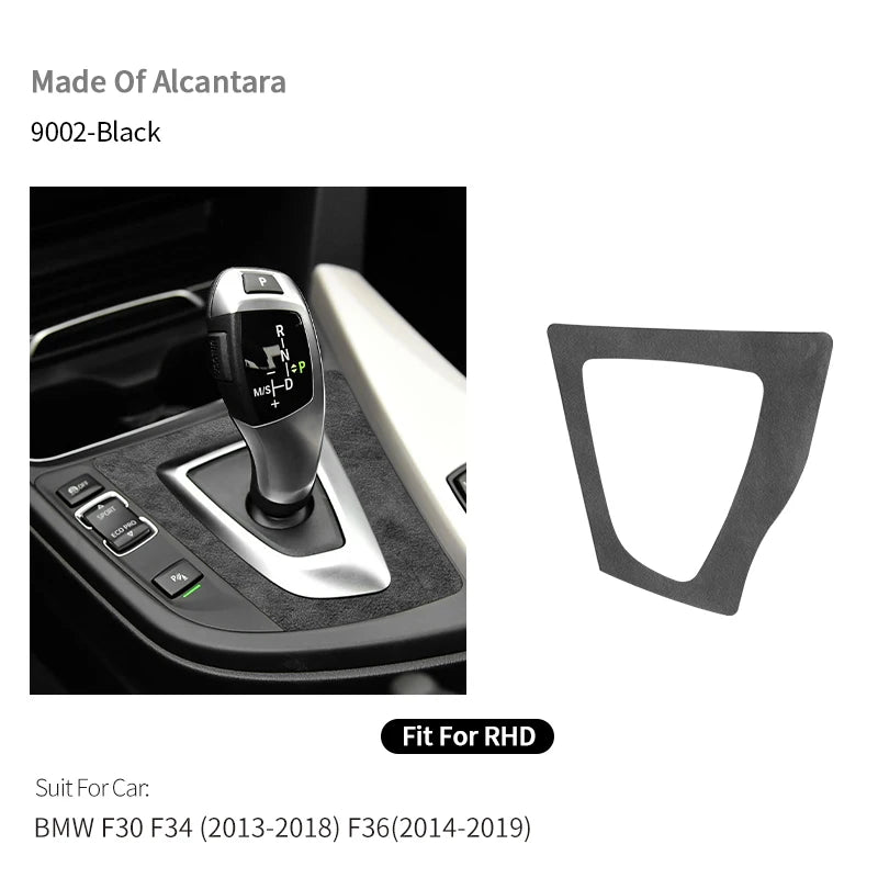 For BMW F30 F34 F36 Gear Shift Control Panel Trim Frame Decorative Sticker Made of Alcantara Car Interior Tuning Accessories