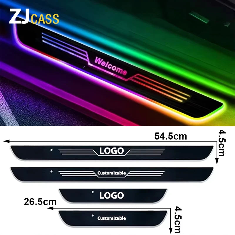 Customizable Car LED Welcome Pedal Light RGB Controllable Auto Interior Atmosphere Light Door Opening Warning Threshold Light