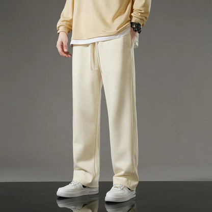 Autumn Men Sweatpants Korean Fashion Sportswear Drawstring Wide Leg Neutral Straight Track Pants Cotton Loose Casual Trousers