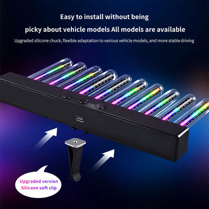 Car RGB Pickup Light Dynamic Gradient Sound Control Light Universal Air Vent Dashboard Car Interior Ornament Auto Interior Light