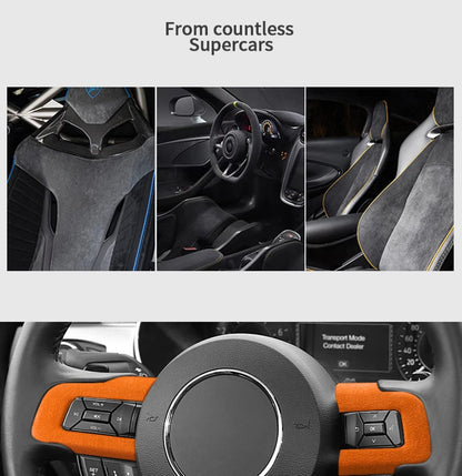 Made of Alcantara For Mustang Steering Wheel Panel Decorative Strips Trim Frame Sticker Car Premium Interior Tuning Accessories