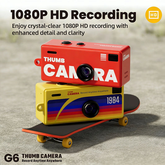 Thumb Keychain Camera 0.96 Inch Retro Mini Action Cameras 1080P Mini Camcorder Audio Video Recorder Support Memory Card for VLOG