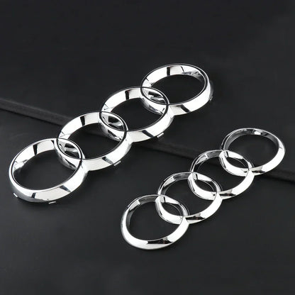 Black Silver ABS 4 Ring Car Hood Bonnet Front Grill Trunk Rear Emblem Logo Badge Sticker For Audi A3 A4 A5 A6 A7 TT Q2 Q3 Q5 Q8