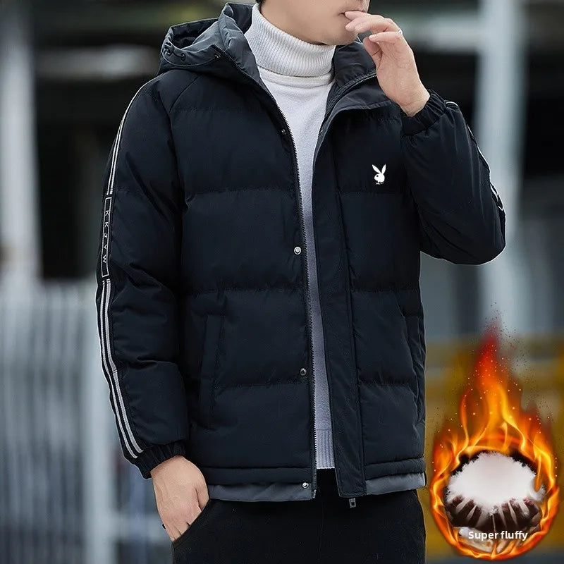 Men's Cotton Jacket 2024 New Winter Thickened Hooded down Cotton Padded Coat Fashionable Loose Style Urban Casual Wear