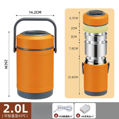 304 Stainless Steel Electric Thermal Lunch Box, Car Heating Constant Temperature Portable Bento Box, Large Capacity
