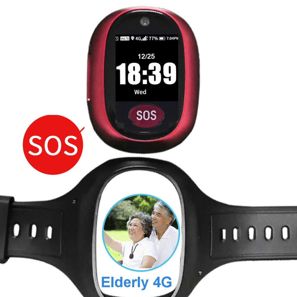 2026 for Elderly 4G GPS Tracking Watch V45 SOS Tracker Device Touch Waterproof IP67 HD Camera Call Health Management Locator