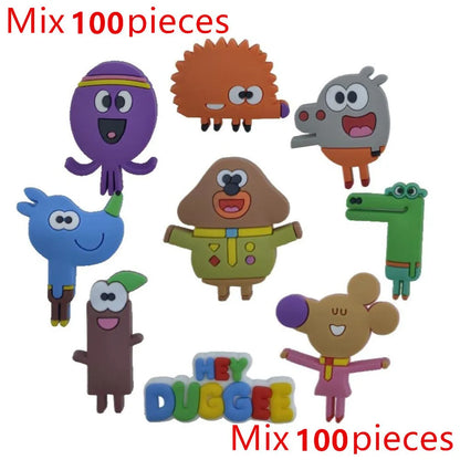 9-100pcs Cartoon Shoe Charms PVC Shoes Accessories Decoration Buckle Fit Clog Sandal Wristbands Accessory For Christmas Birthday