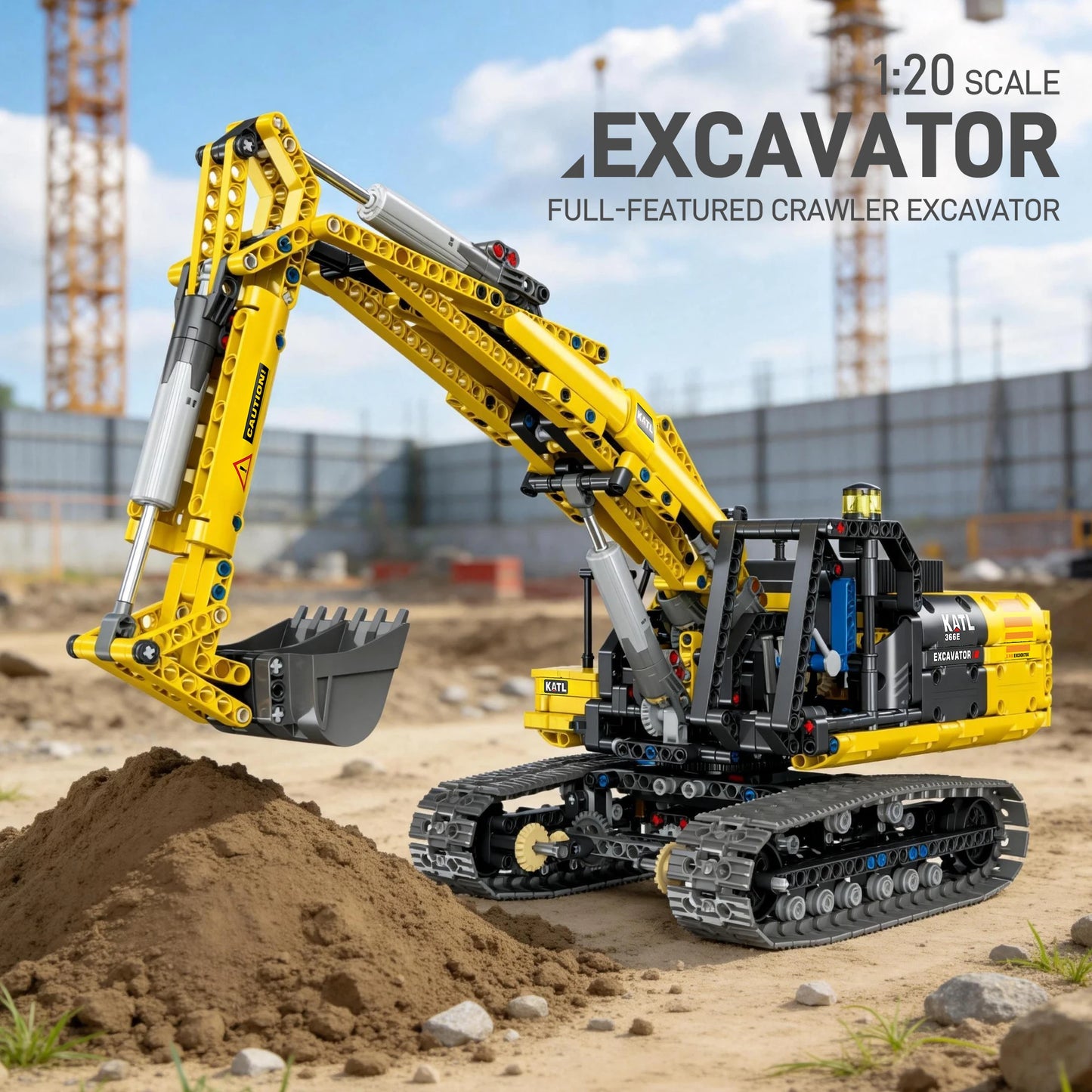 1246 PCS 1:20 Remote Control Excavator Building Blocks Set - Technological Assembly Toy, Creative Toy, Kids Birthday Gift